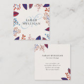 Blauw- en bruinblauw-bladmonogram vierkante visitekaartje (Voorkant / Achterkant)