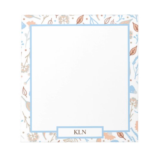 Blauw en bruine Autumn Leaves | Herfst met Notitie Notitieblok (Voorkant)