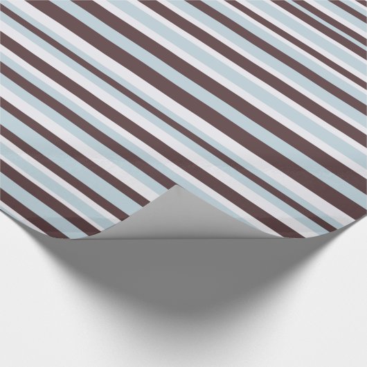 Blauw- en bruinstrippapier cadeaupapier (Hoek)