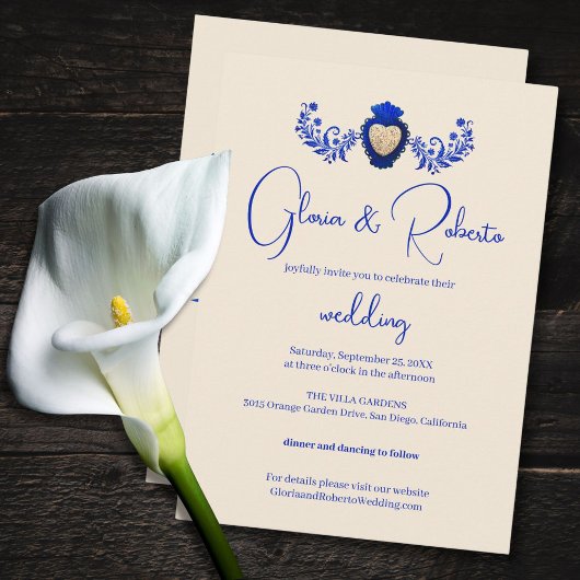 Blauw en Champagne Milagro Hart Mexicaan Kaart