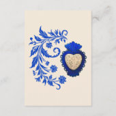 Blauw en Champagne Milagro Hart Mexicaanse Bruilof Informatiekaartje (Achterkant)