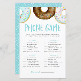 Blauw en chocolade Baby shower telefoonspel