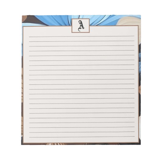 Blauw en Chocolade Bloemen - Gepersonaliseerde Mon Notitieblok (Voorkant)