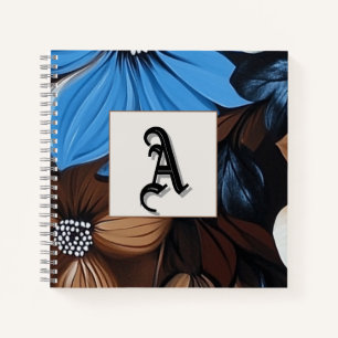 Blauw en Chocolade Bloemen - Gepersonaliseerde Mon Notitieboek