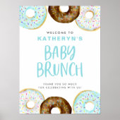 Blauw en Chocolade Donuts Baby Brunch Welkom Poster (Voorkant)