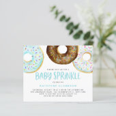 Blauw en chocolade Donuts Baby Sprinkle Invitation (Staand voorkant)