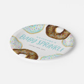 Blauw en Chocolade Sprinkle Donuts Baby Sprinkle Papieren Bordje (Gekanteld)