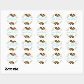 Blauw en Chocolade Sprinkle Donuts Baby Sprinkle Ronde Sticker (Vel)