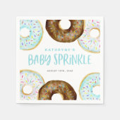Blauw en Chocolade Sprinkle Donuts Baby Sprinkle Servet (Voorkant)