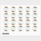 Blauw en Chocolade Sprinkle Donuts Verjaardagsfees Ronde Sticker (Vel)