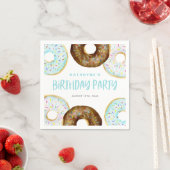 Blauw en Chocolade Sprinkle Donuts Verjaardagsfees Servet (Insitu)