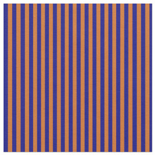 Blauw- en chocoladelijnen/strips-patroon stof