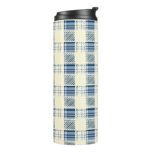Blauw en citroen Plaid Thermosbeker (Gedraaid links)