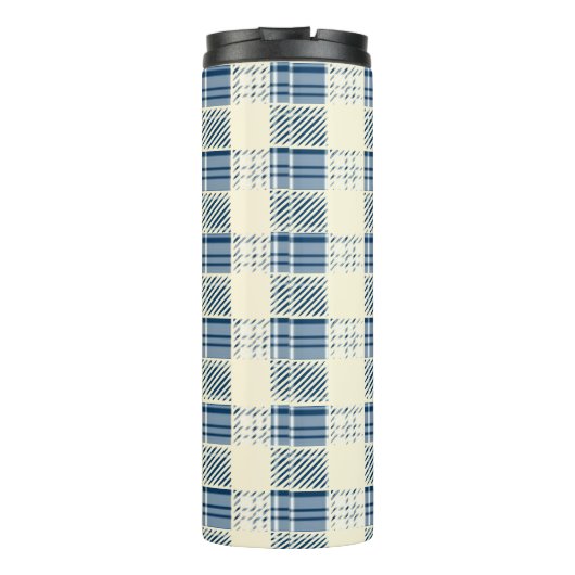 Blauw en citroen Plaid Thermosbeker (Achterkant)