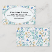Blauw- en Cream-Floral op de Helper van Witte Moed Contactkaartje (Voorkant / Achterkant)