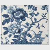 Blauw- en Cream Toile Cadeaupapier (Vlak)