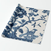 Blauw- en Cream Toile Cadeaupapier (Uitgerold)