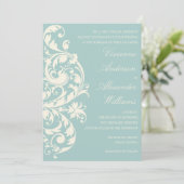  BLAUW- EN CREAMFLOURISH | AFBEELDINGSINVITATIE KAART (Staand voorkant)