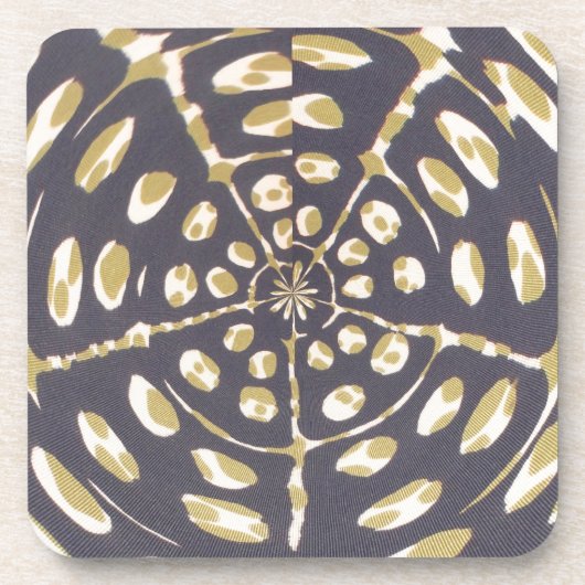 Blauw- en Creamy Circle Polka Dot Oval Patroon Drankjes Onderzetter (Voorkant)