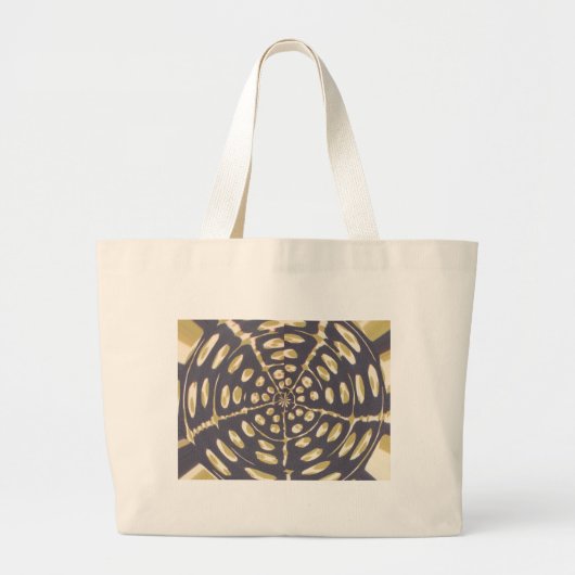 Blauw en Creamy Polka Dot Oval Pattern Grote Tote Bag (Voorkant)