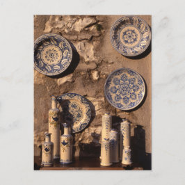 Blauw en Crème Aardewerk Umbrië Poster Briefkaart