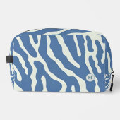 Blauw en crème Abstract Wavy Lines make-up tas (Voorkant)