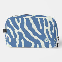 Blauw en crème Abstract Wavy Lines make-up tas