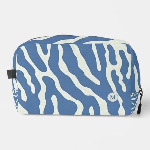 Blauw en crème Abstract Wavy Lines make-up tas