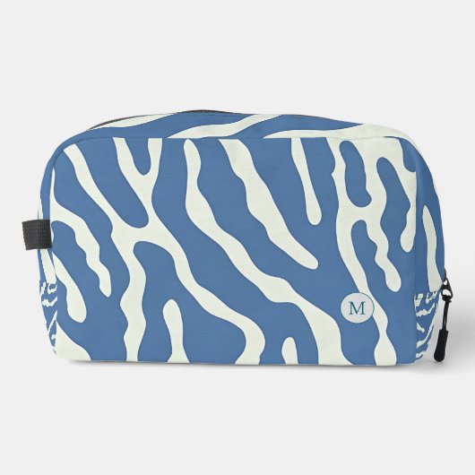 Blauw en crème Abstract Wavy Lines make-up tas (Voorkant)