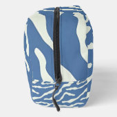 Blauw en crème Abstract Wavy Lines make-up tas (Rechts)