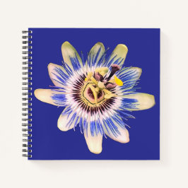 Blauw en crème bloem notitieboek