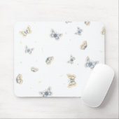 Blauw en crème Butterflies Charming Garden Fauna Muismat (Met muis)