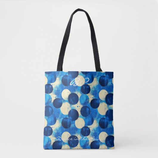 Blauw en Crème Circulair Patroon - Modern Abstract Tote Bag (Voorkant)