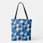 Blauw en Crème Circulair Patroon - Modern Abstract Tote Bag (Achterkant)