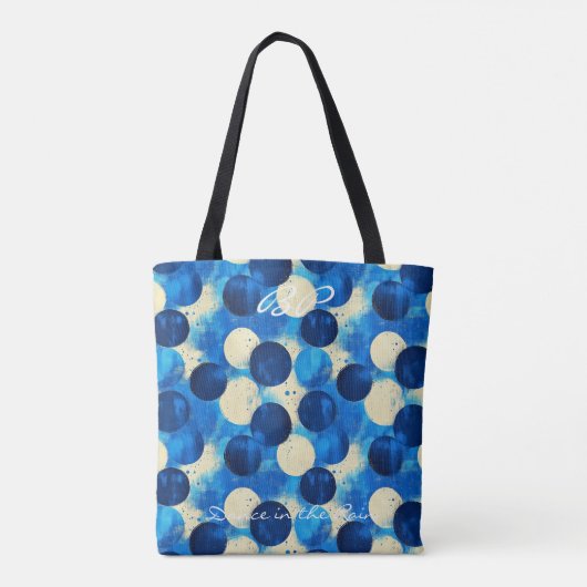 Blauw en Crème Circulair Patroon - Modern Abstract Tote Bag (Achterkant)