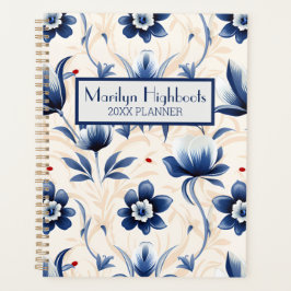 Blauw en Crème Frans Geïnspireerd Planner