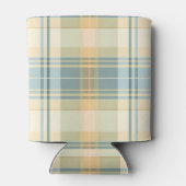 Blauw en crème geruite blikje of fleskoeler blikjeskoeler (Achterkant)