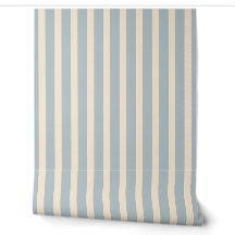 Blauw en Crème Gestreepte Babykamer