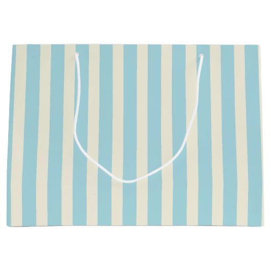 Blauw en Crème Gestreepte Cadeautas (Voorkant)