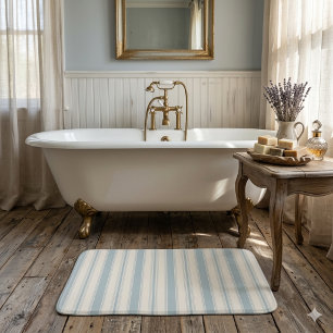 Blauw en Crème gestreepte Vintage Franse Landstijl Badmat