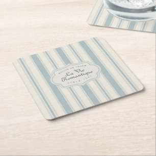 Blauw en Crème gestreepte Vintage Franse Landstijl Kartonnen Onderzetters