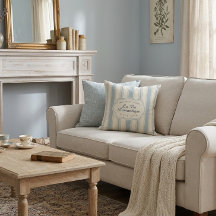 Blauw en Crème gestreepte Vintage Franse Landstijl