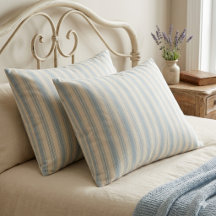 Blauw en Crème gestreepte Vintage Franse Landstijl