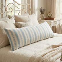 Blauw en Crème gestreepte Vintage Franse Landstijl