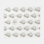 Blauw en Crème Hete Luchtballon Monogram Fleece Deken (Voorkant (Horizontaal))