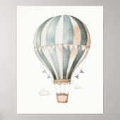 Blauw en crème heteluchtballon poster (Voorkant)