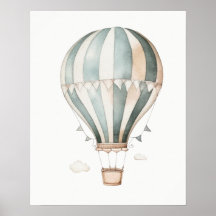 Blauw en crème  heteluchtballon