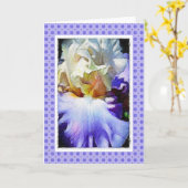Blauw en Crème Iris Blank Kaart (Gele Bloem)