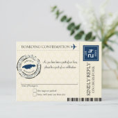 Blauw en Crème Jamaica RSVP Instapkaart (Staand voorkant)