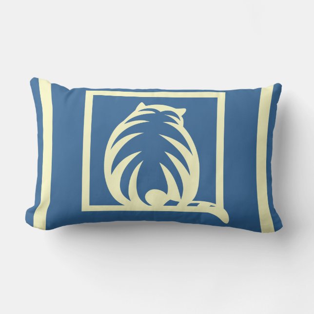 blauw en crème KATTEN  moderne kussen (Voorkant)
